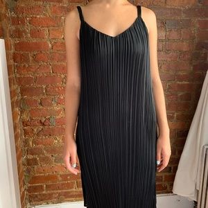 Swishy Pleated Midi Black Little Moon Dress